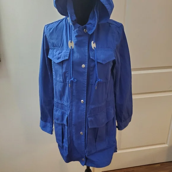 J.Crew Fatigue Hooded Jacket Cobalt blue Sz XS - Picture 7 of 9